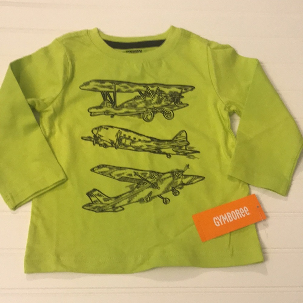 NWT Gymboree shirt 18-24 months boys 100% cotton new bright green airpla…